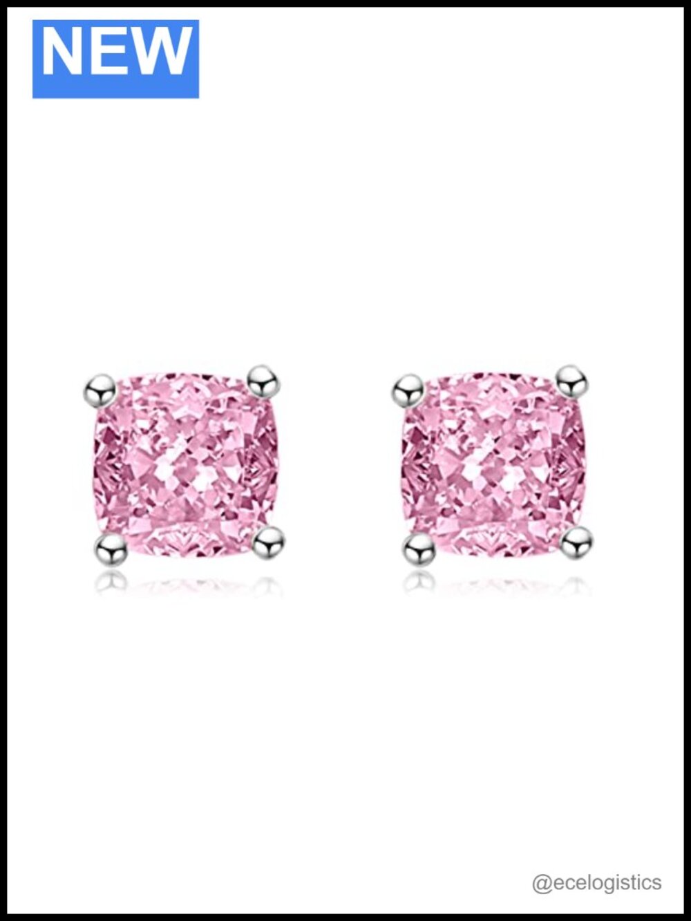 925 Sterling Silver Cubic Zirconia Stud Earrings Prong Push Back